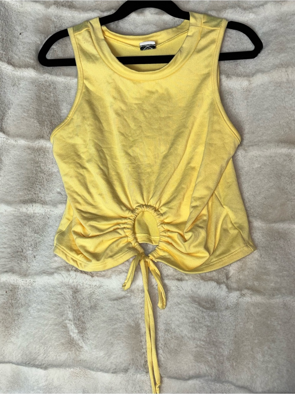 Yellow Drawstring Front Tank Top - Women